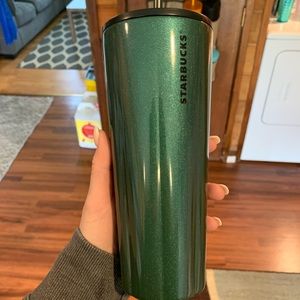 Starbucks green glitter stainless steel tumbler